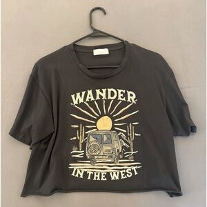 Altar’d State cropped graphic tee, size S, dark gray